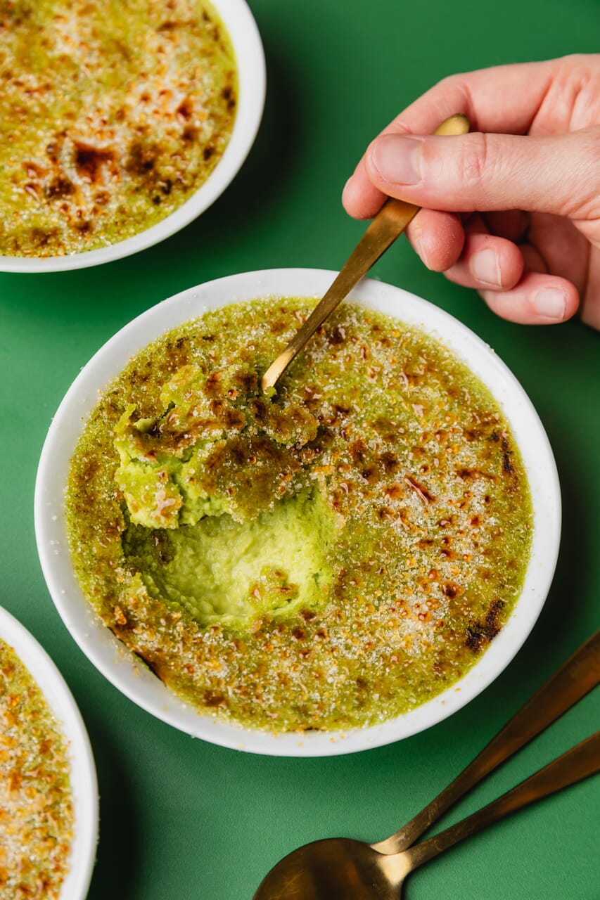 Crème brulée aux petits pois