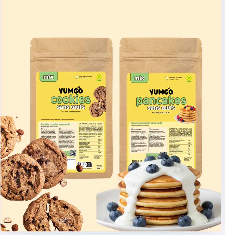 Pack Mix Yumgo - Pancakes sans œufs 200g + Cookies sans œufs 350g