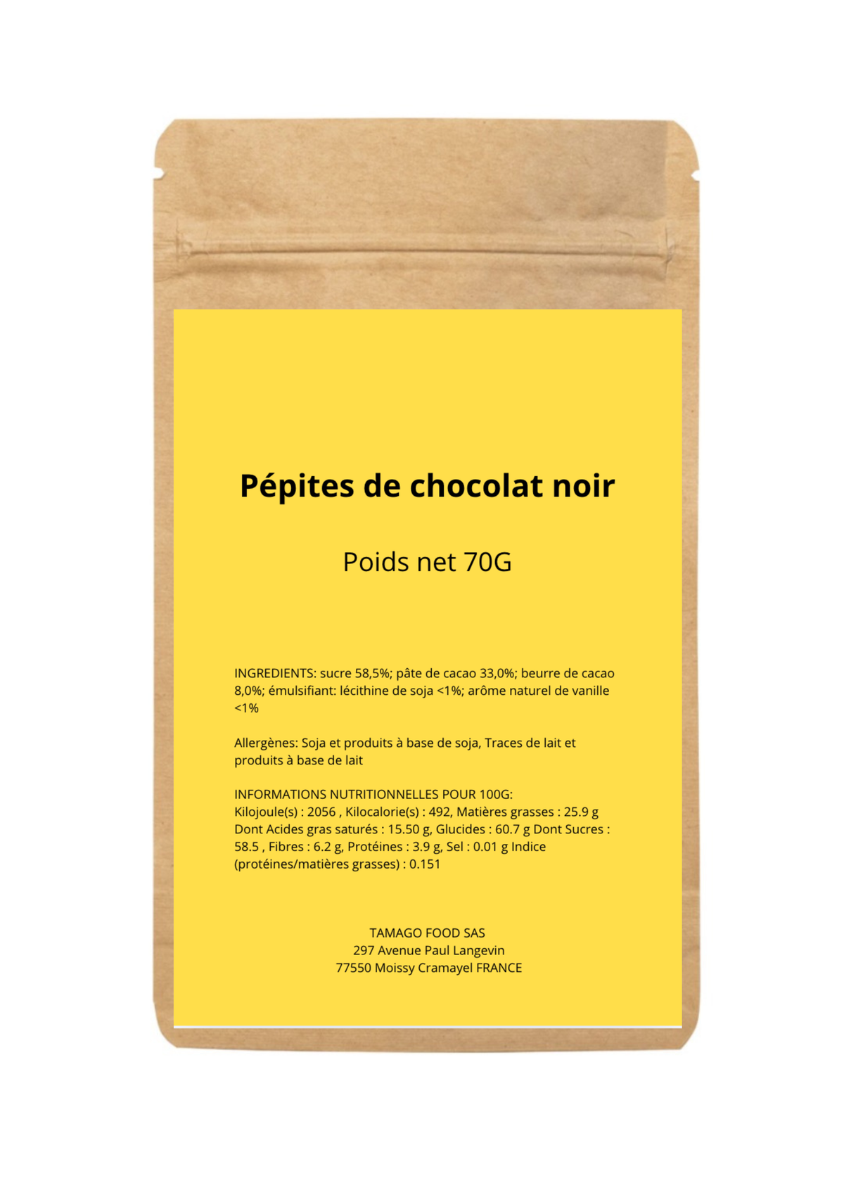 Pépites de chocolat noir 70G