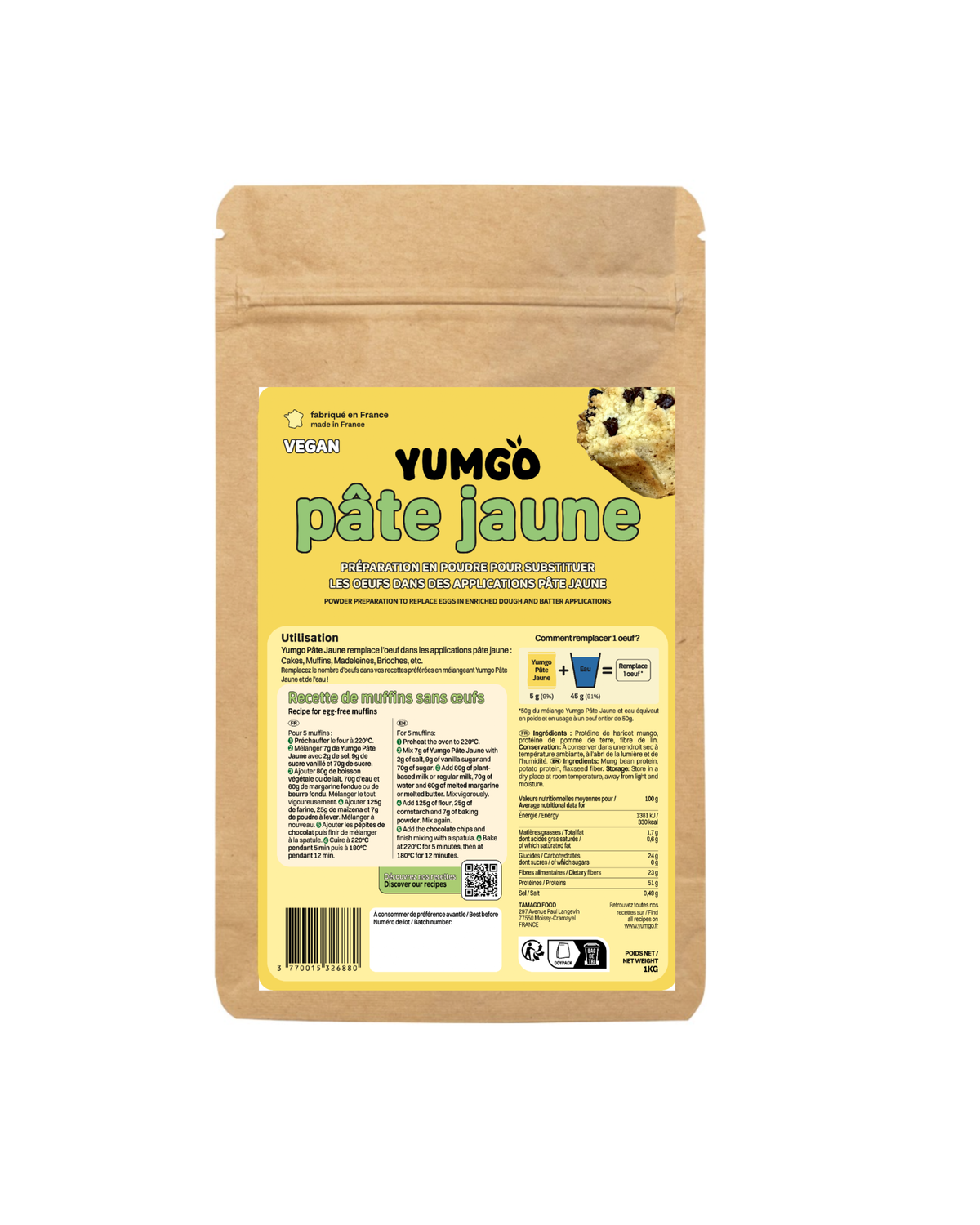 Yumgo Yellow Powder Batter 1kg - Egg-free Muffins and Cakes!