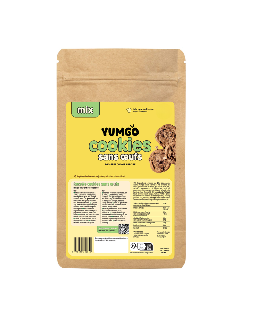 Mix Cookies Sans Oeufs 350g