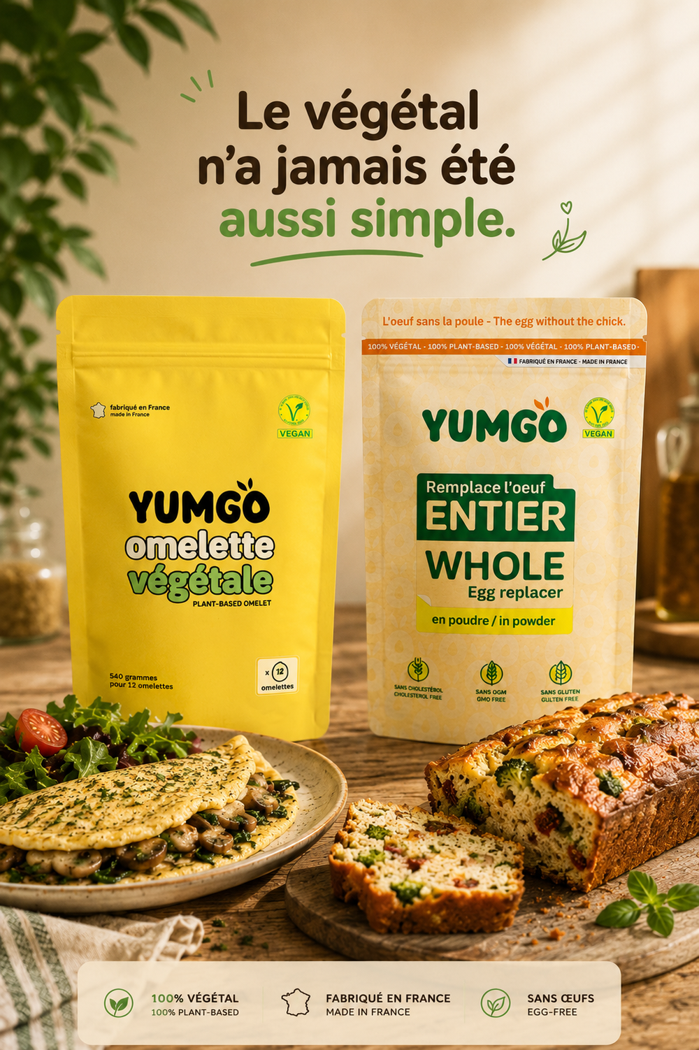 bundle pour cuisiner végétal : omelette sans oeufs et substitut oeuf entier 